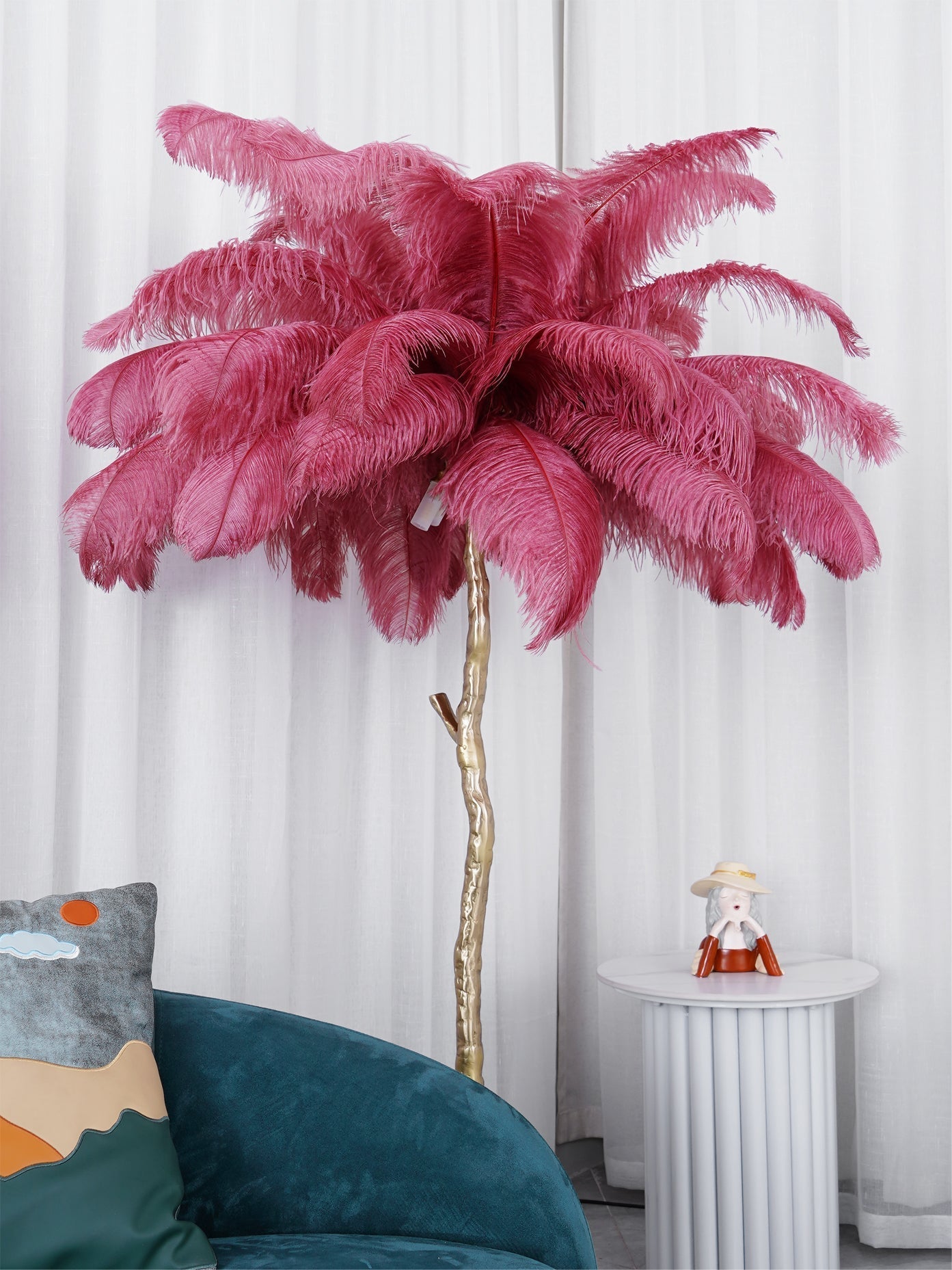Selis Feather Brass Floor Lamp-Neutral Decor