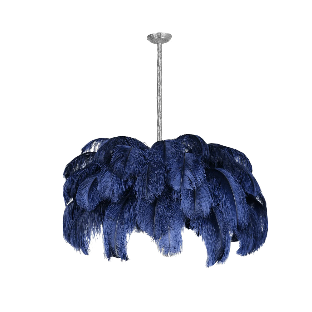 Lustra Chandelier Ostrich Feather Large Brass Stem-Neutral Decor