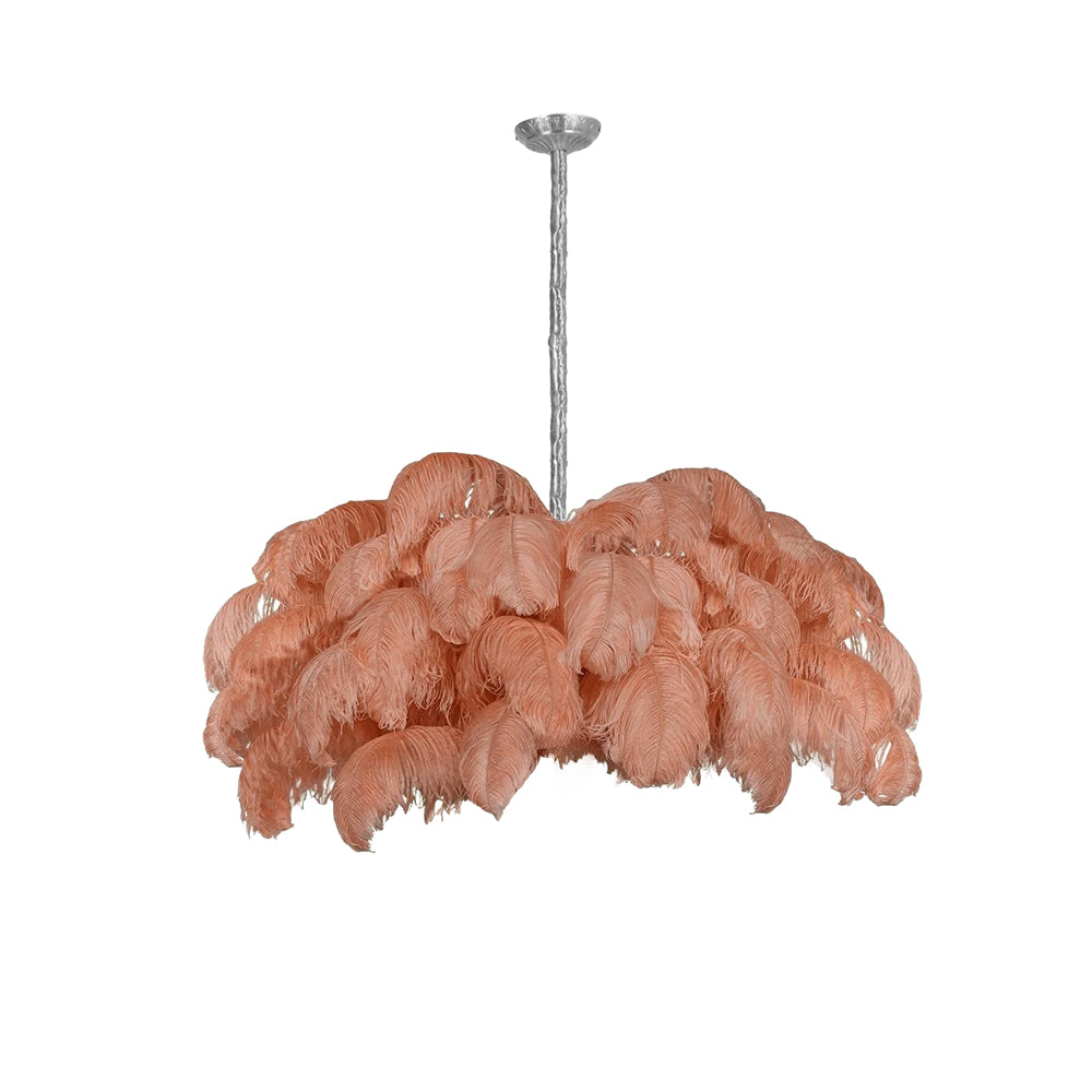 Lustra Chandelier Ostrich Feather Large Brass Stem-Neutral Decor