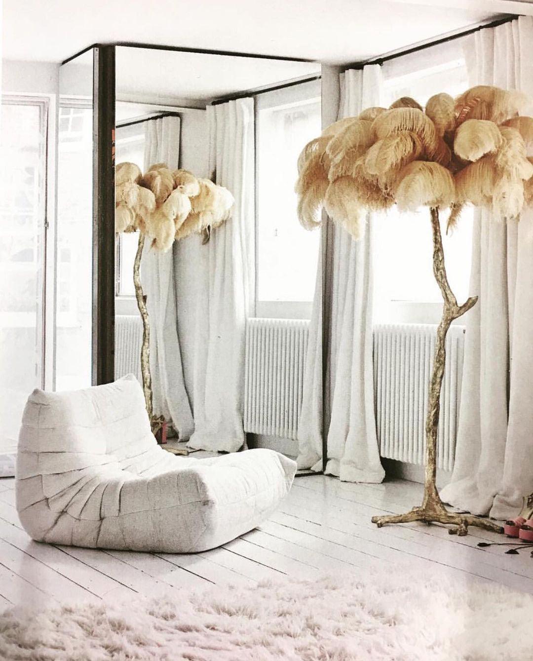 Selis Feather Brass Floor Lamp-Neutral Decor