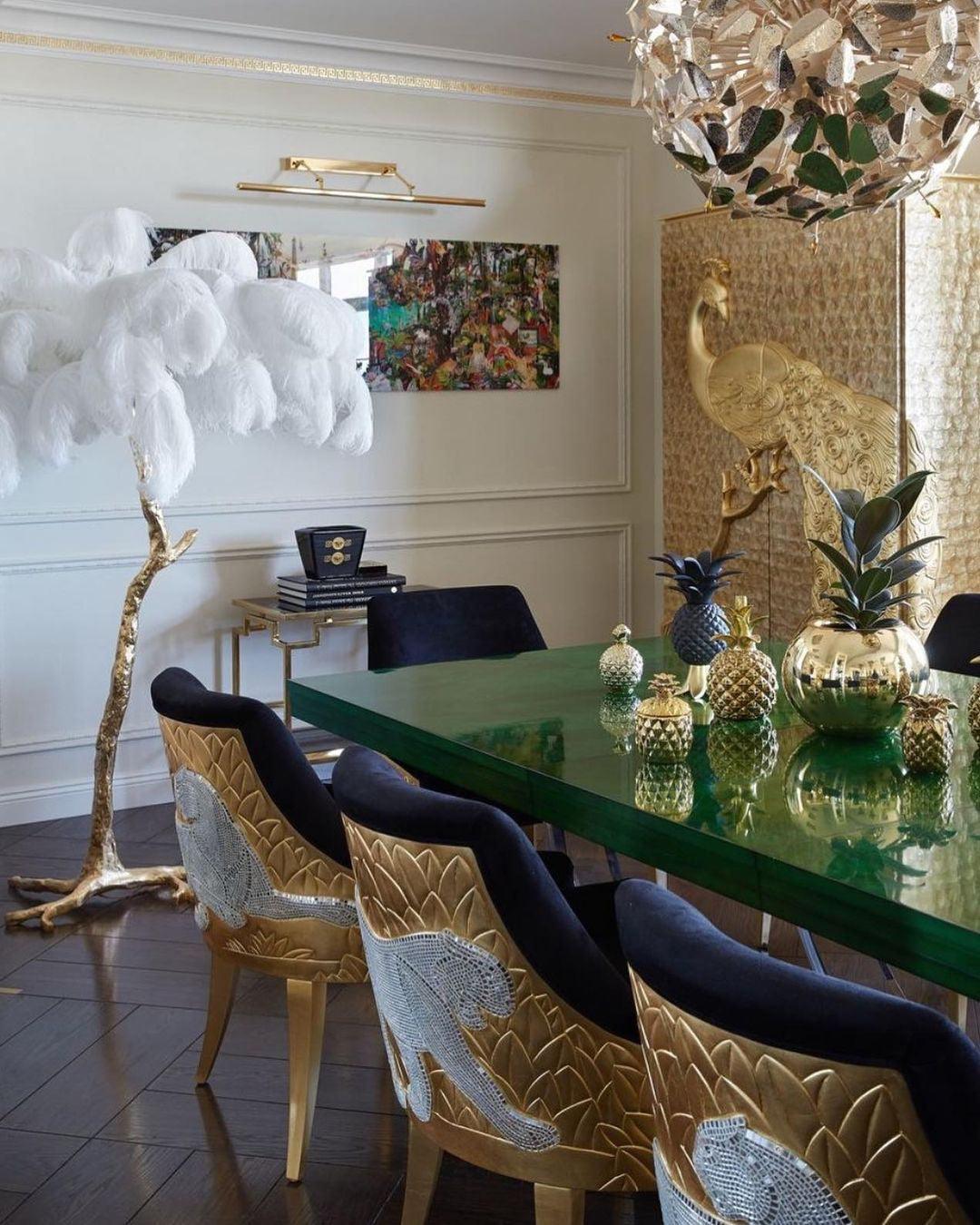 Selis Feather Brass Floor Lamp-Neutral Decor