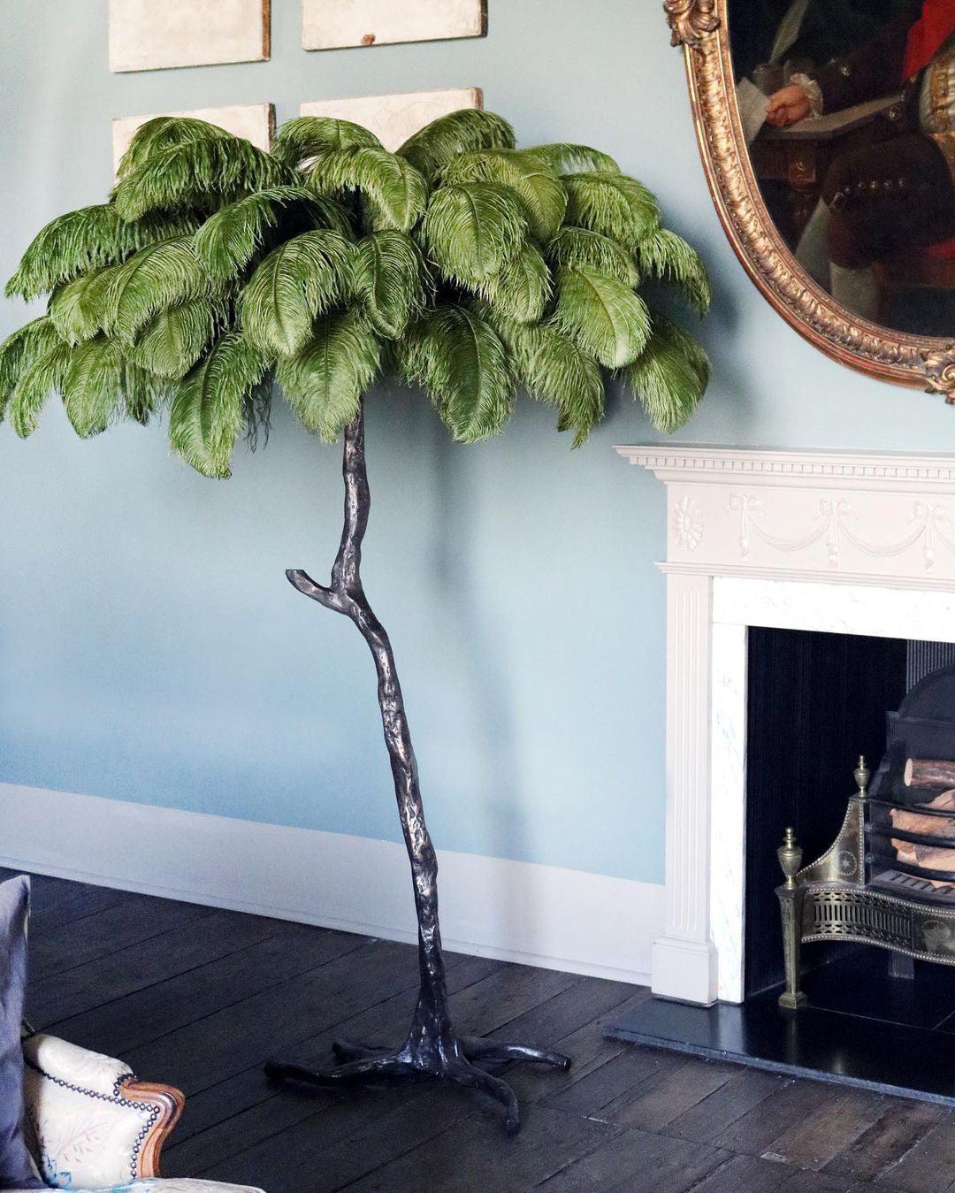 Selis Feather Brass Floor Lamp-Neutral Decor