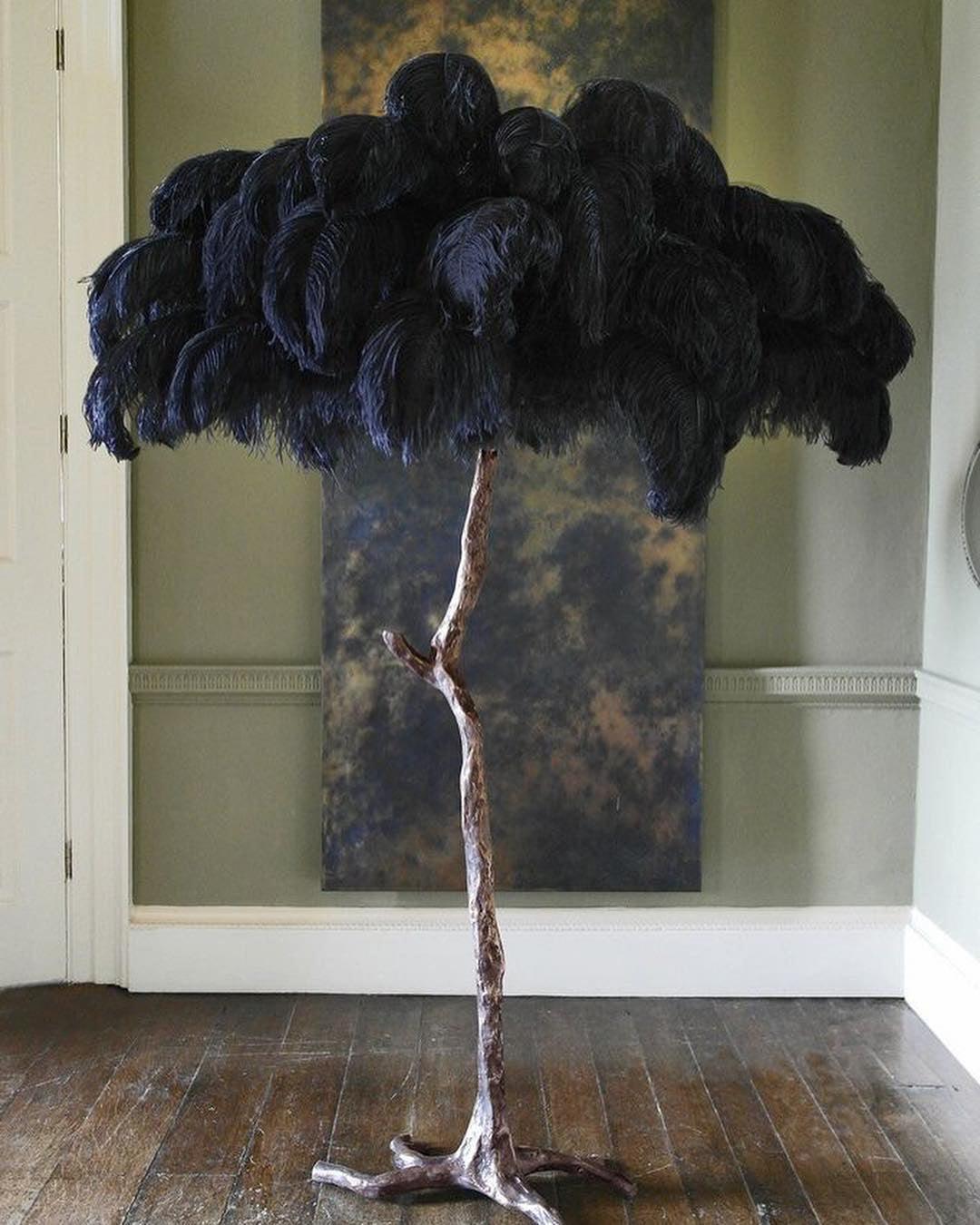 Selis Feather Brass Floor Lamp-Neutral Decor