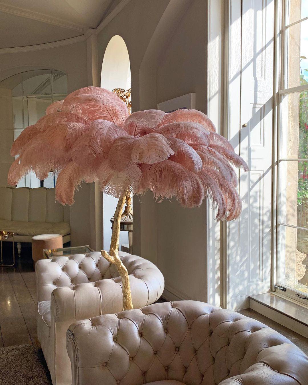 Selis Feather Brass Floor Lamp-Neutral Decor