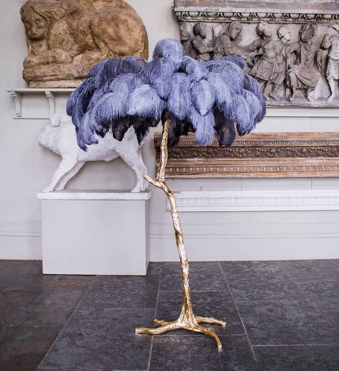 Selis Feather Brass Floor Lamp-Neutral Decor