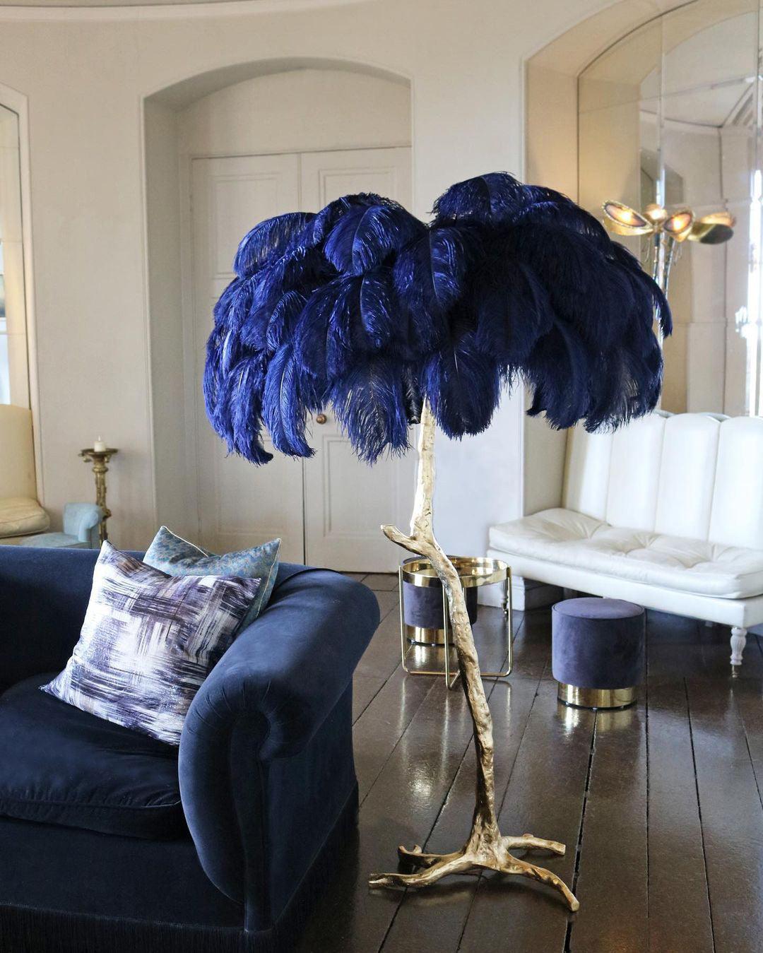 Selis Feather Brass Floor Lamp-Neutral Decor