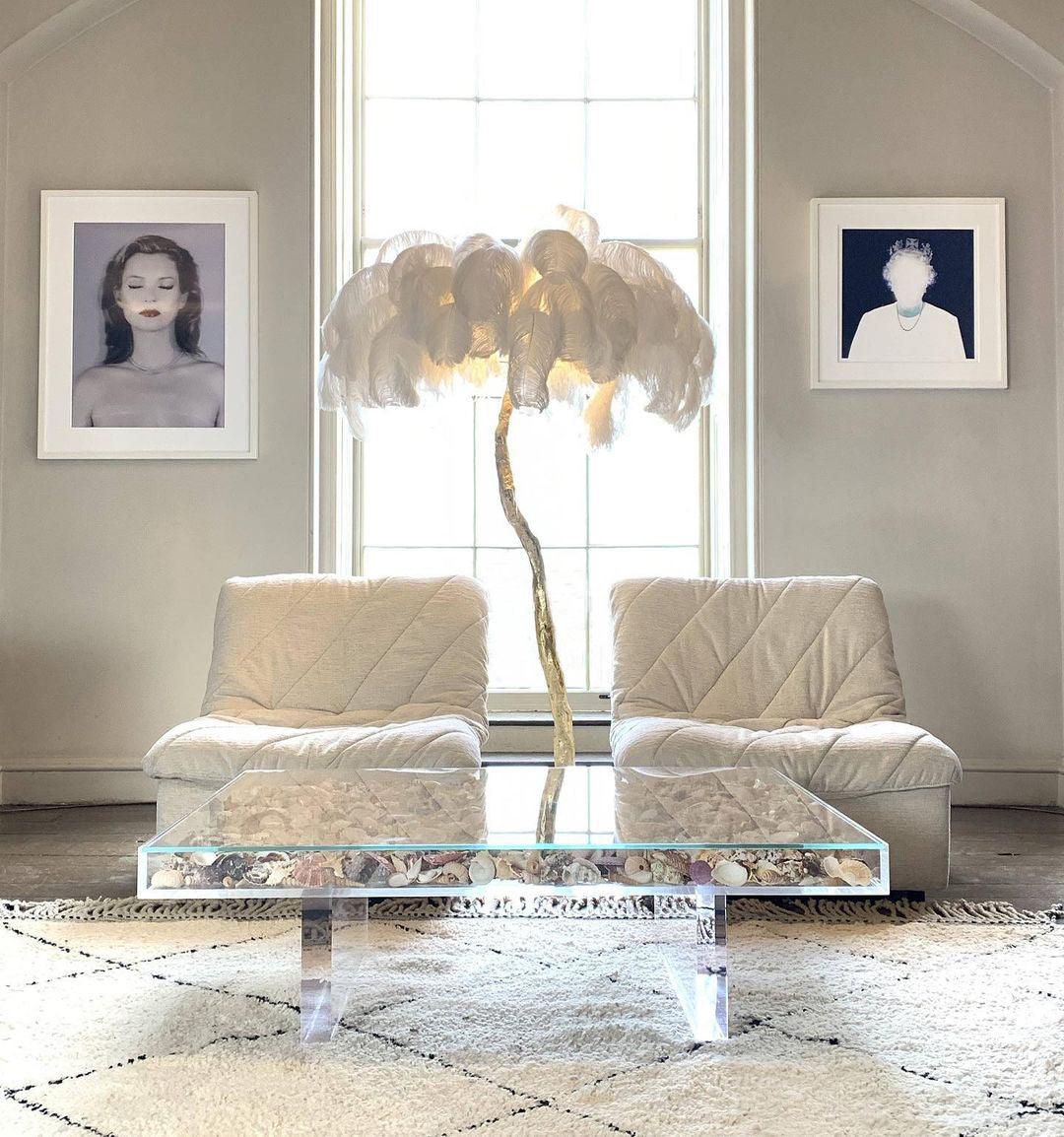 Selis Feather Brass Floor Lamp-Neutral Decor