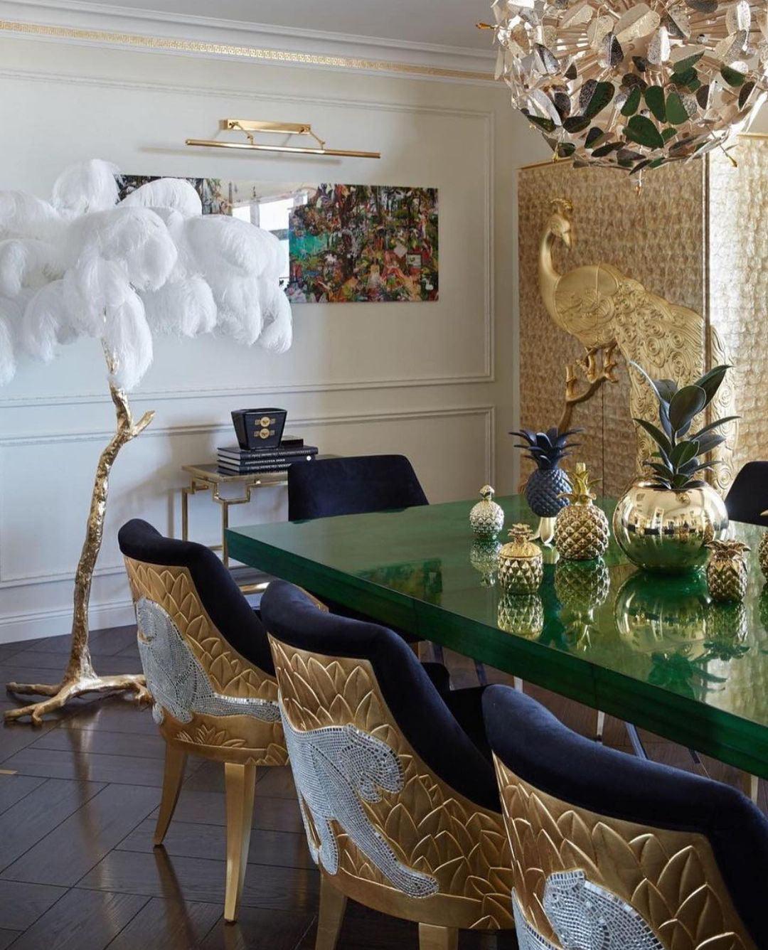Selis Feather Brass Floor Lamp-Neutral Decor
