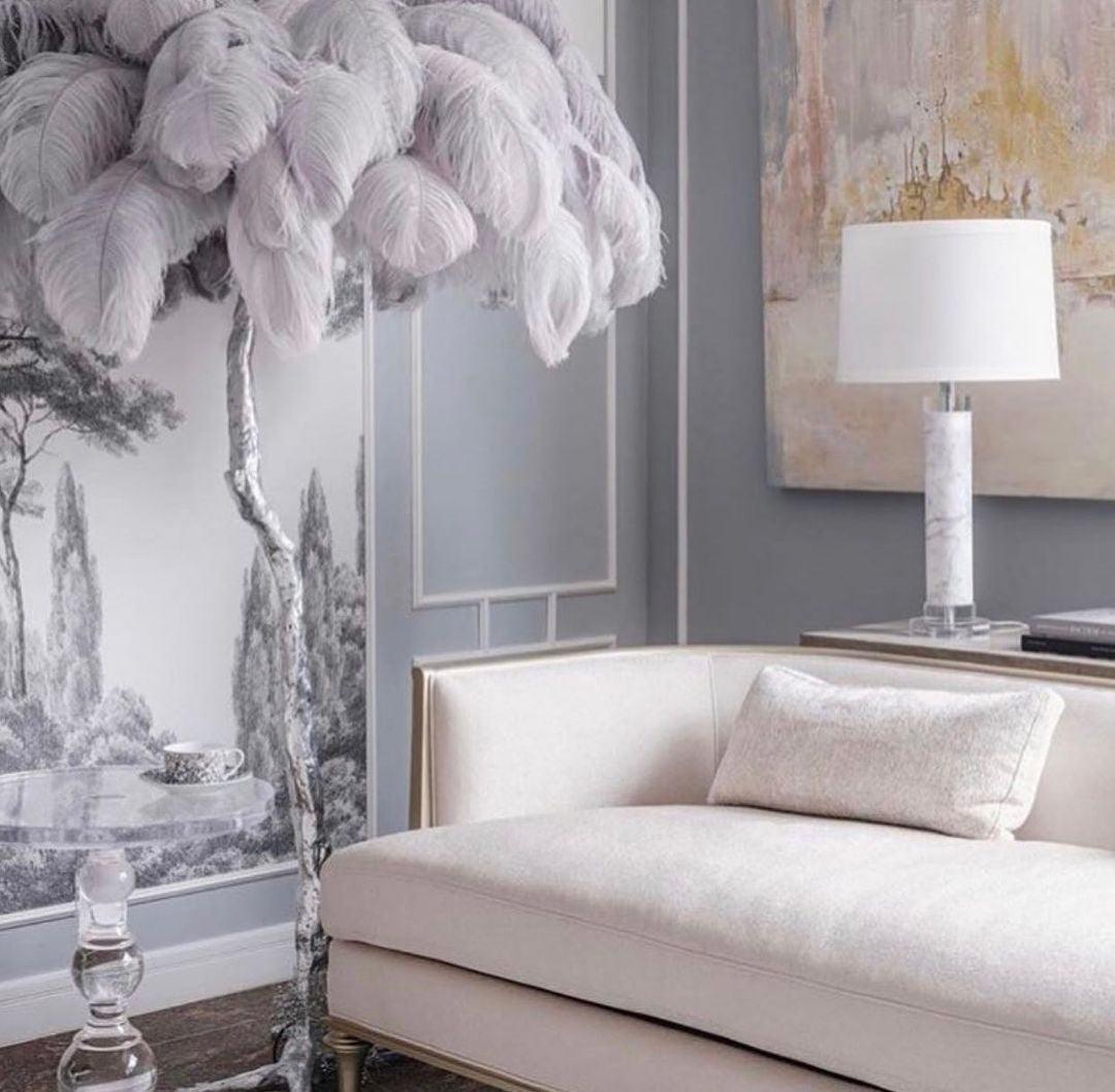 Selis Feather Brass Floor Lamp-Neutral Decor