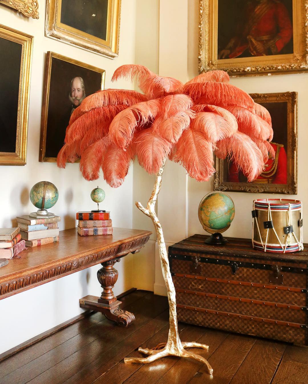 Selis Feather Brass Floor Lamp-Neutral Decor