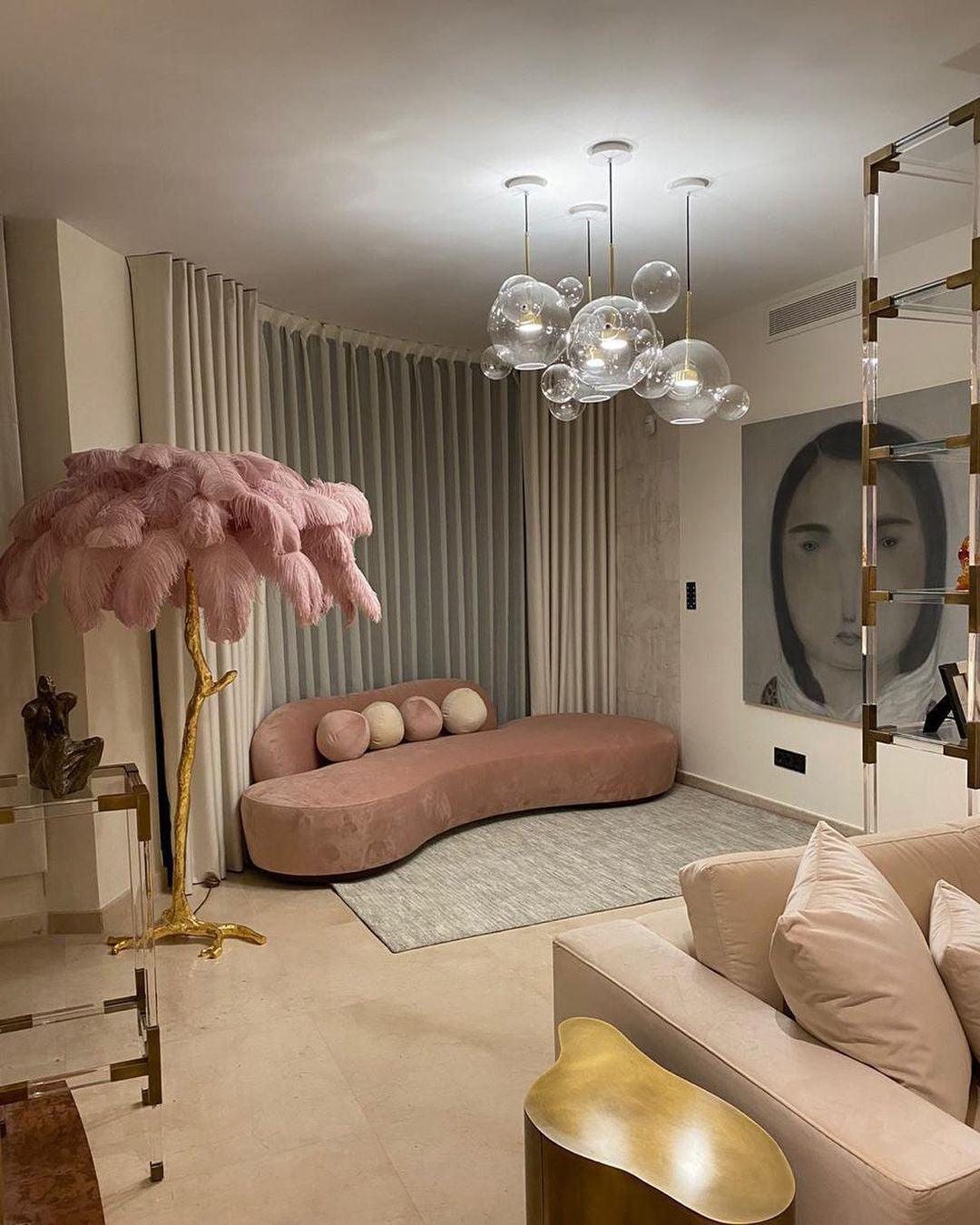 Selis Feather Brass Floor Lamp-Neutral Decor