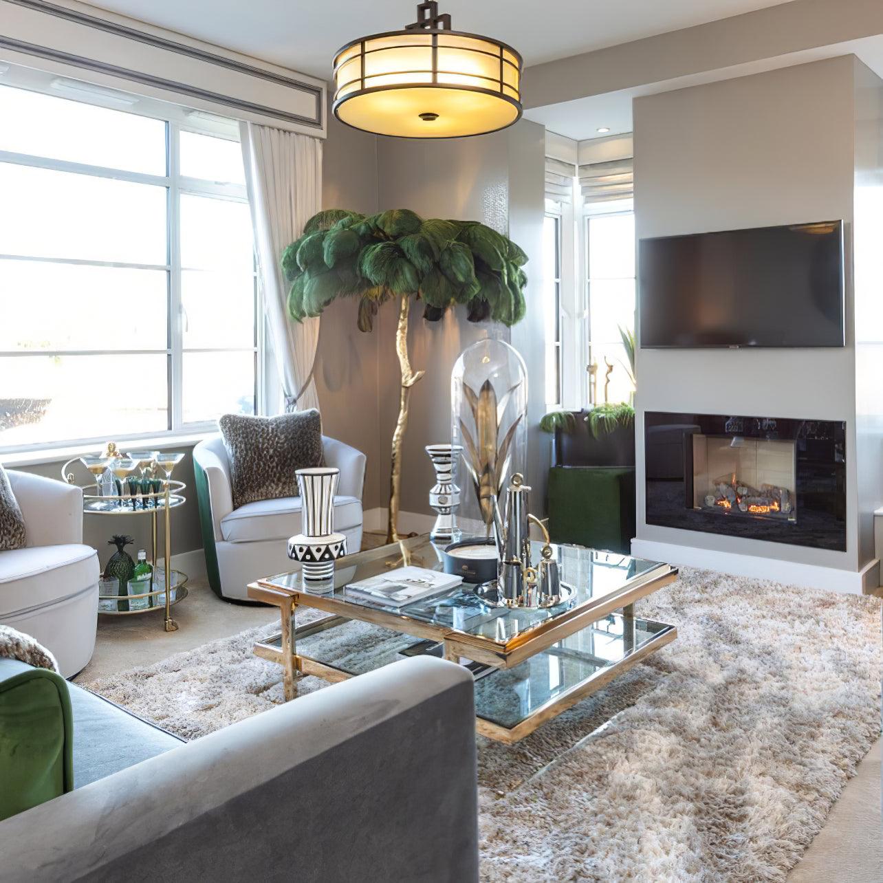 Selis Feather Brass Floor Lamp-Neutral Decor
