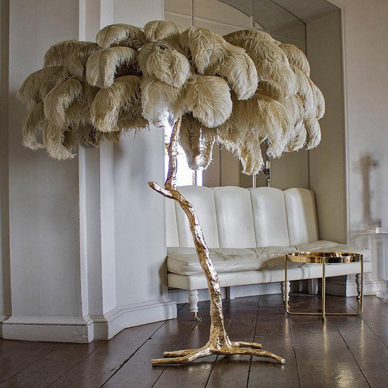 Selis Feather Brass Floor Lamp-Neutral Decor