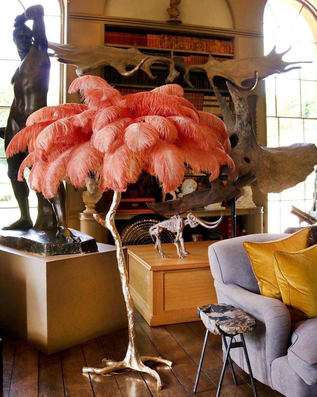 Selis Feather Brass Floor Lamp-Neutral Decor