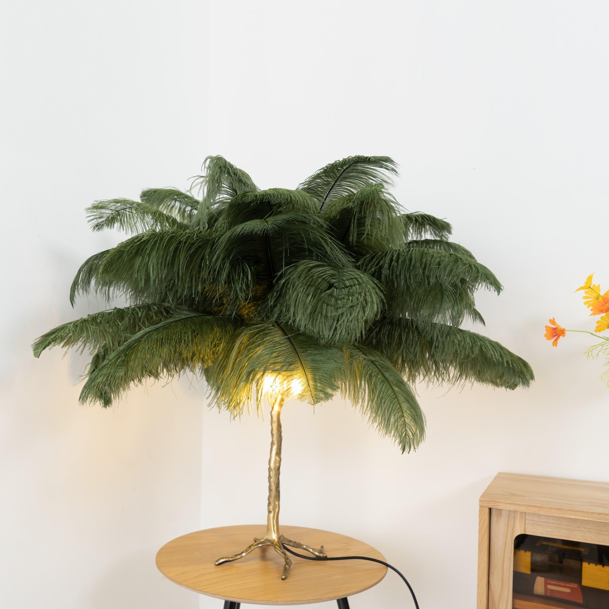 Keveno Brass Feather Elegant Table Lamp-Neutral Decor