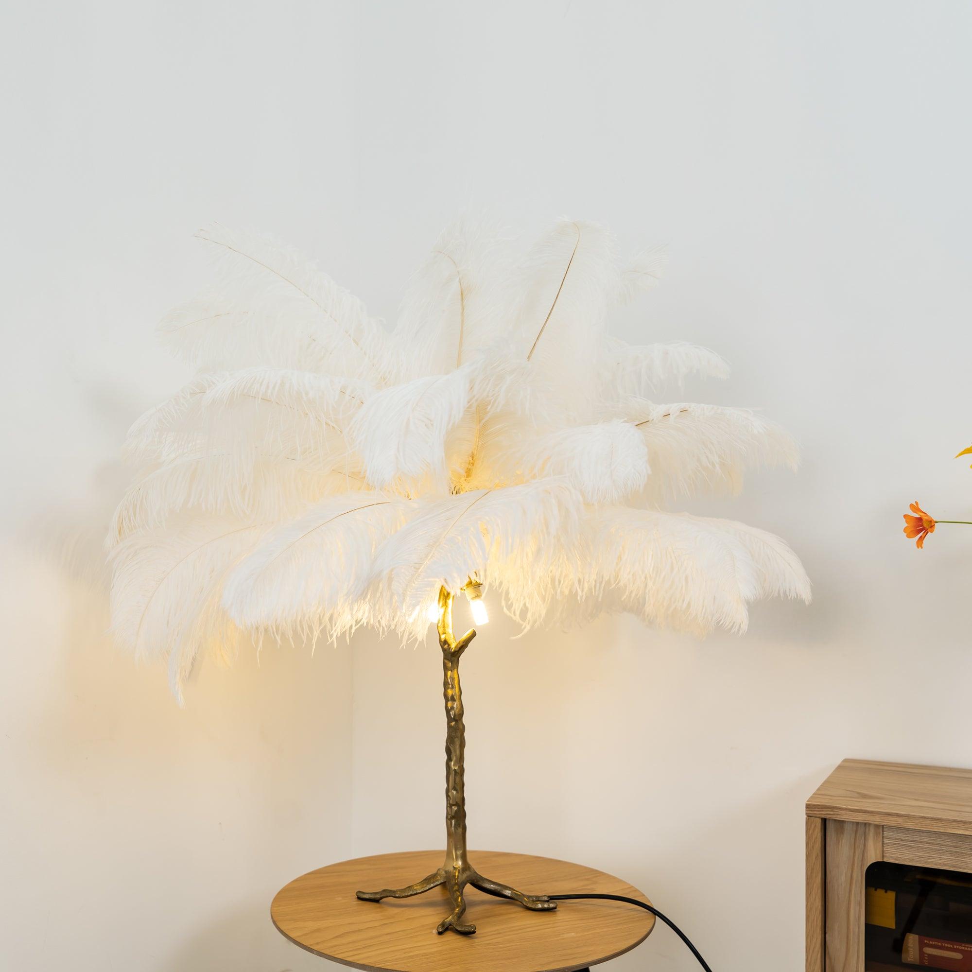 Keveno Brass Feather Elegant Table Lamp-Neutral Decor