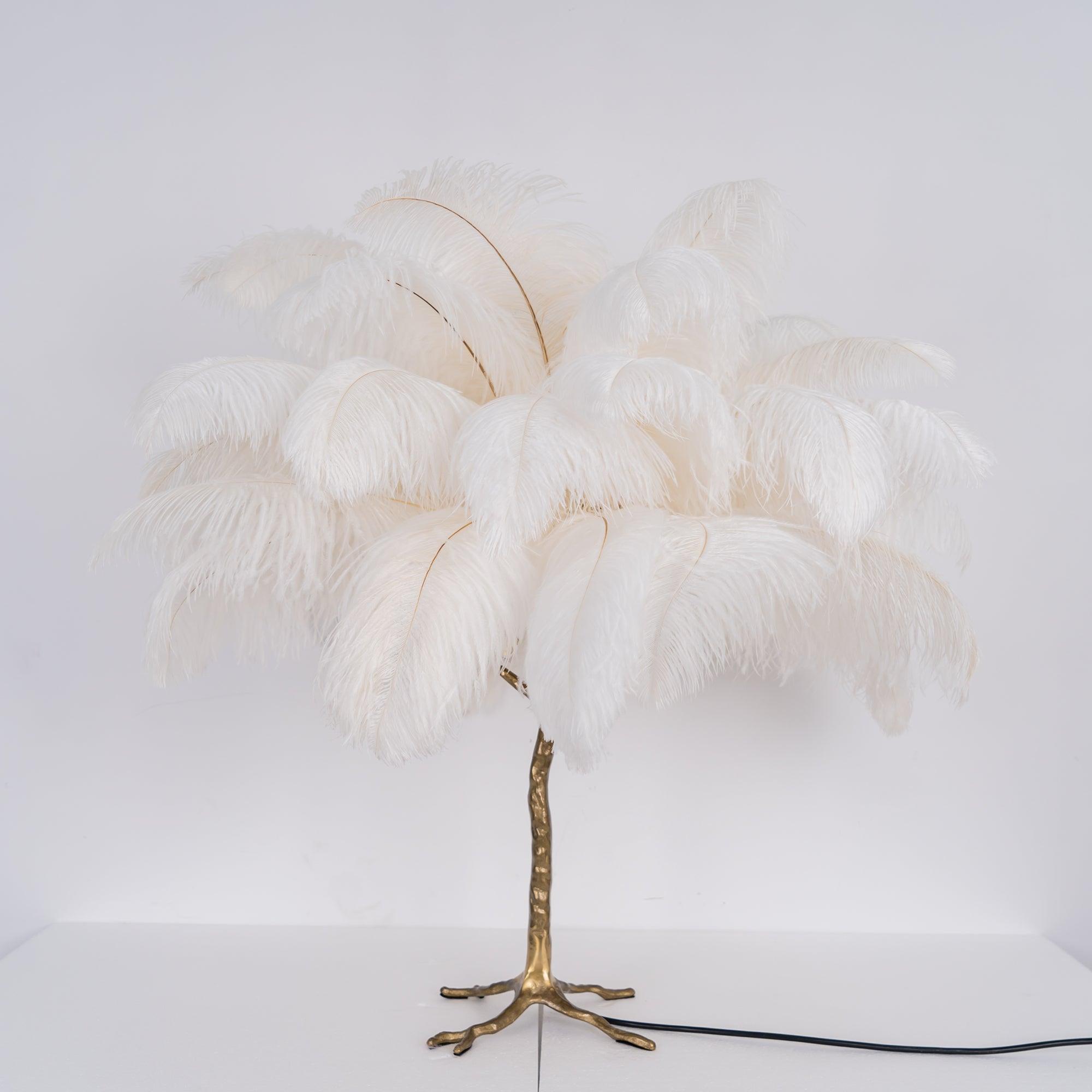 Keveno Brass Feather Elegant Table Lamp-Neutral Decor