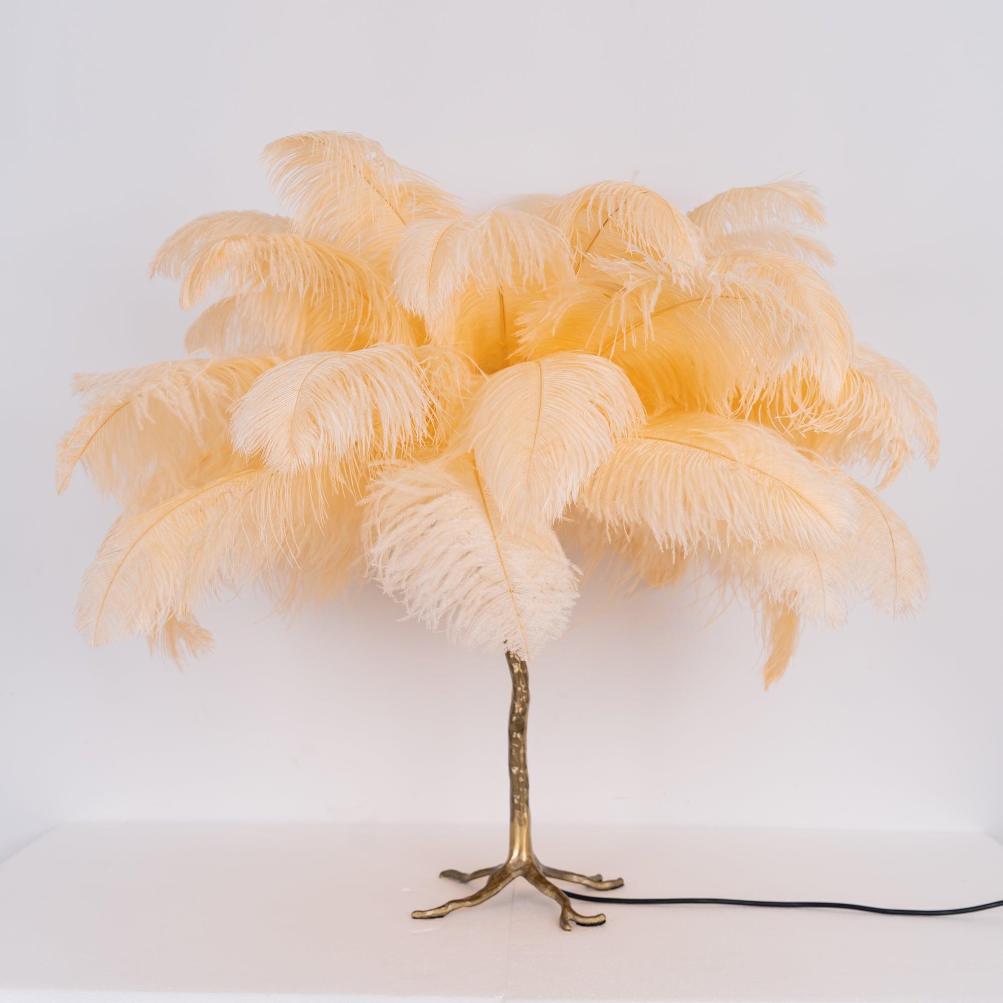 Keveno Brass Feather Elegant Table Lamp-Neutral Decor