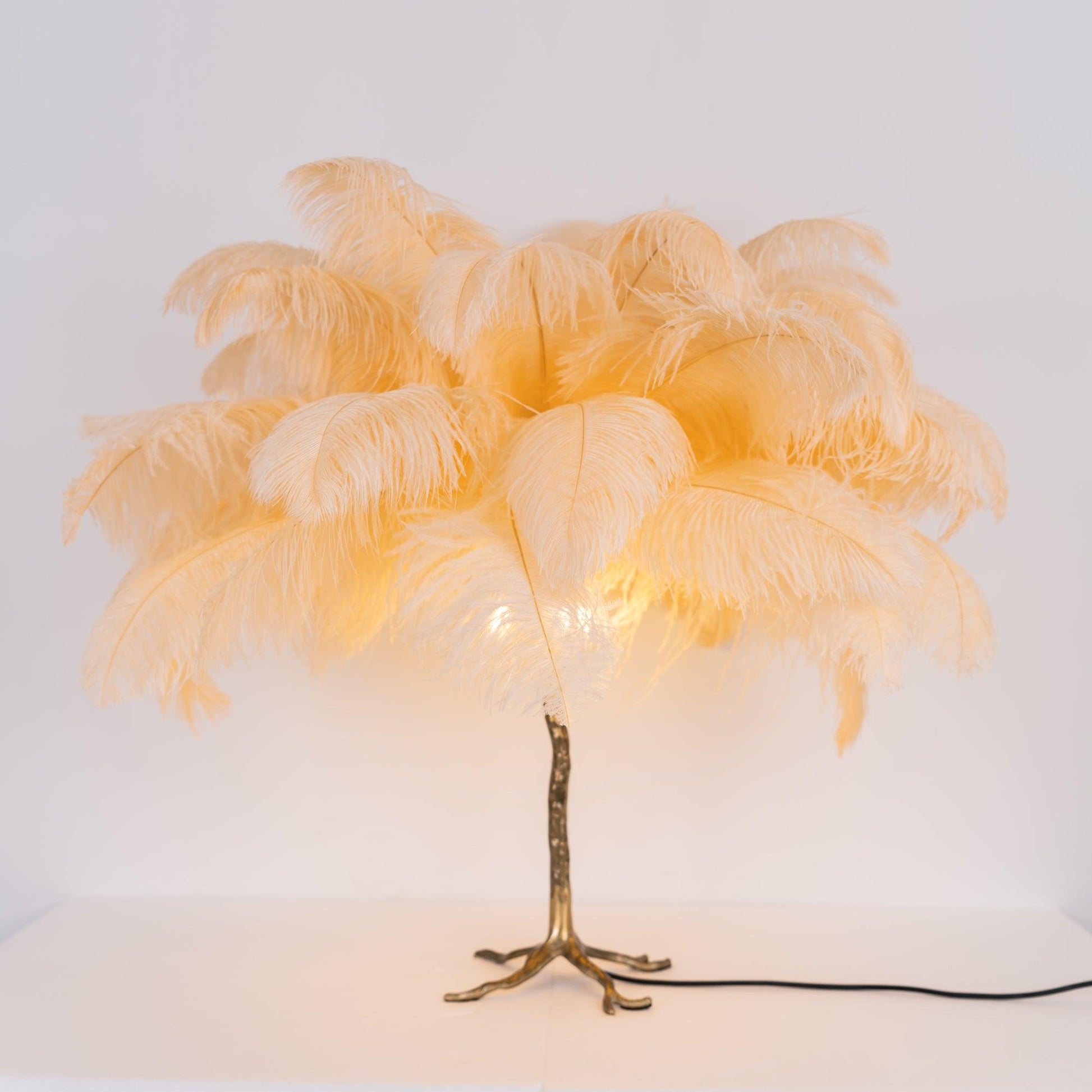 Keveno Brass Feather Elegant Table Lamp-Neutral Decor