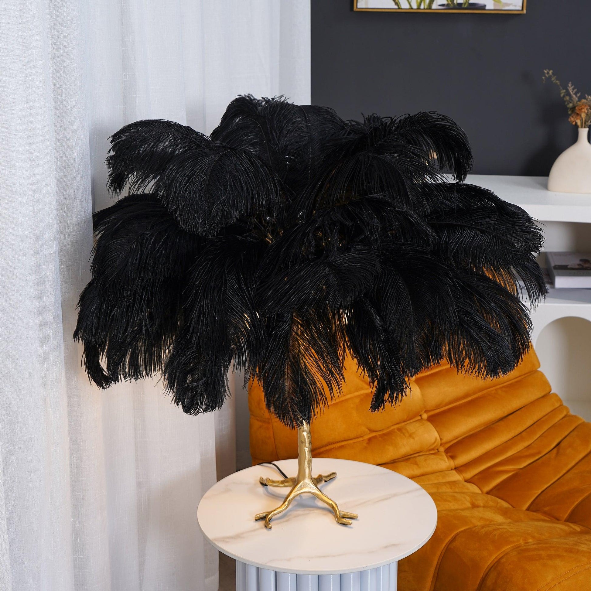 Keveno Brass Feather Elegant Table Lamp-Neutral Decor