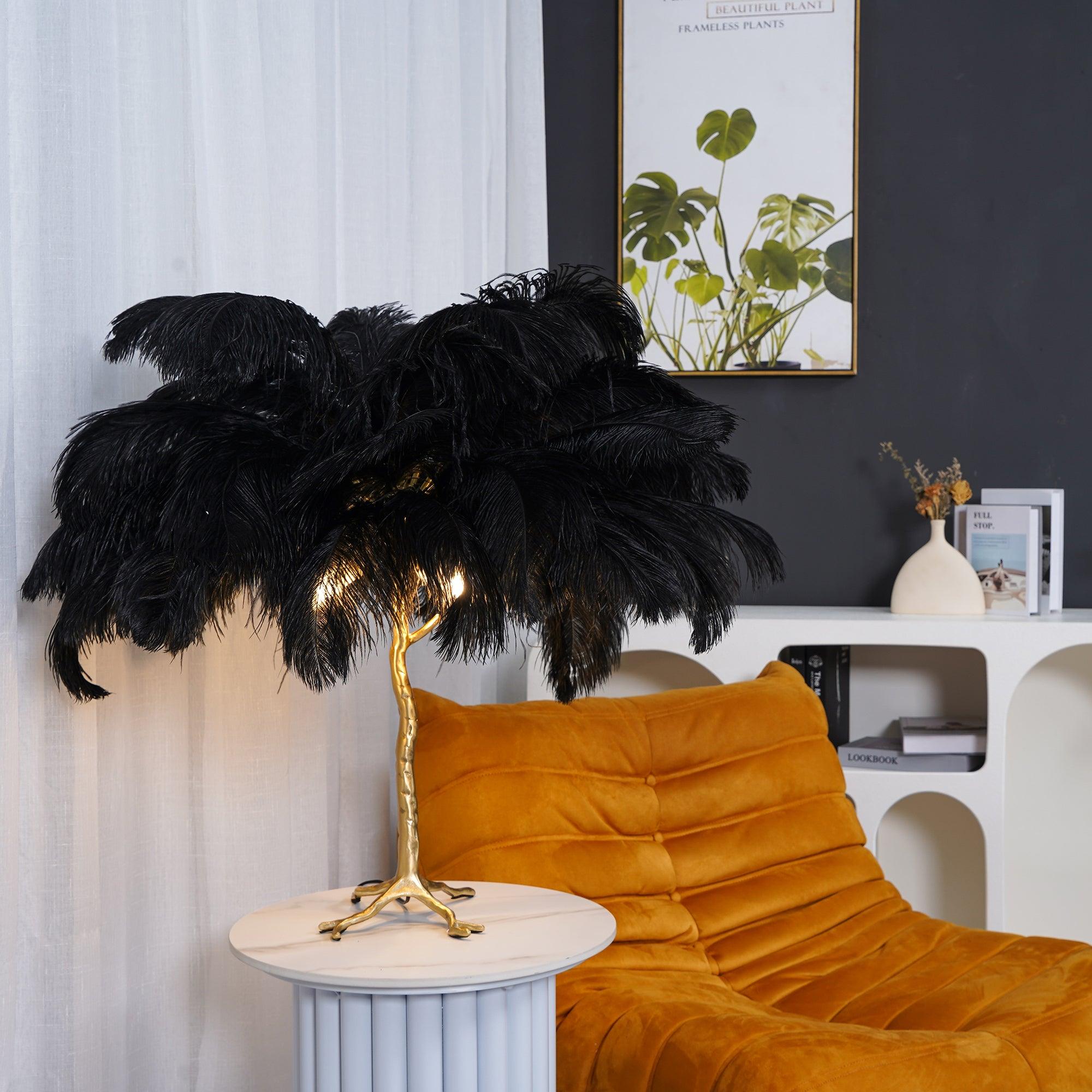 Keveno Brass Feather Elegant Table Lamp-Neutral Decor