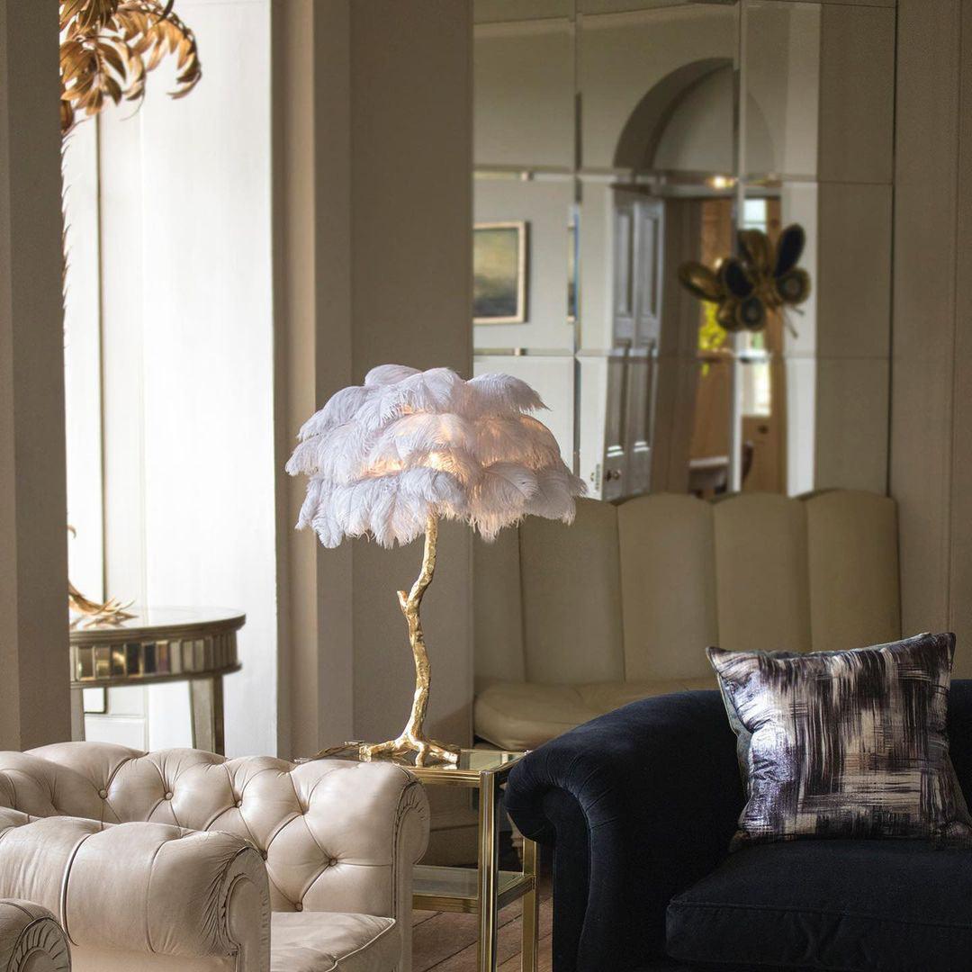 Keveno Brass Feather Elegant Table Lamp-Neutral Decor
