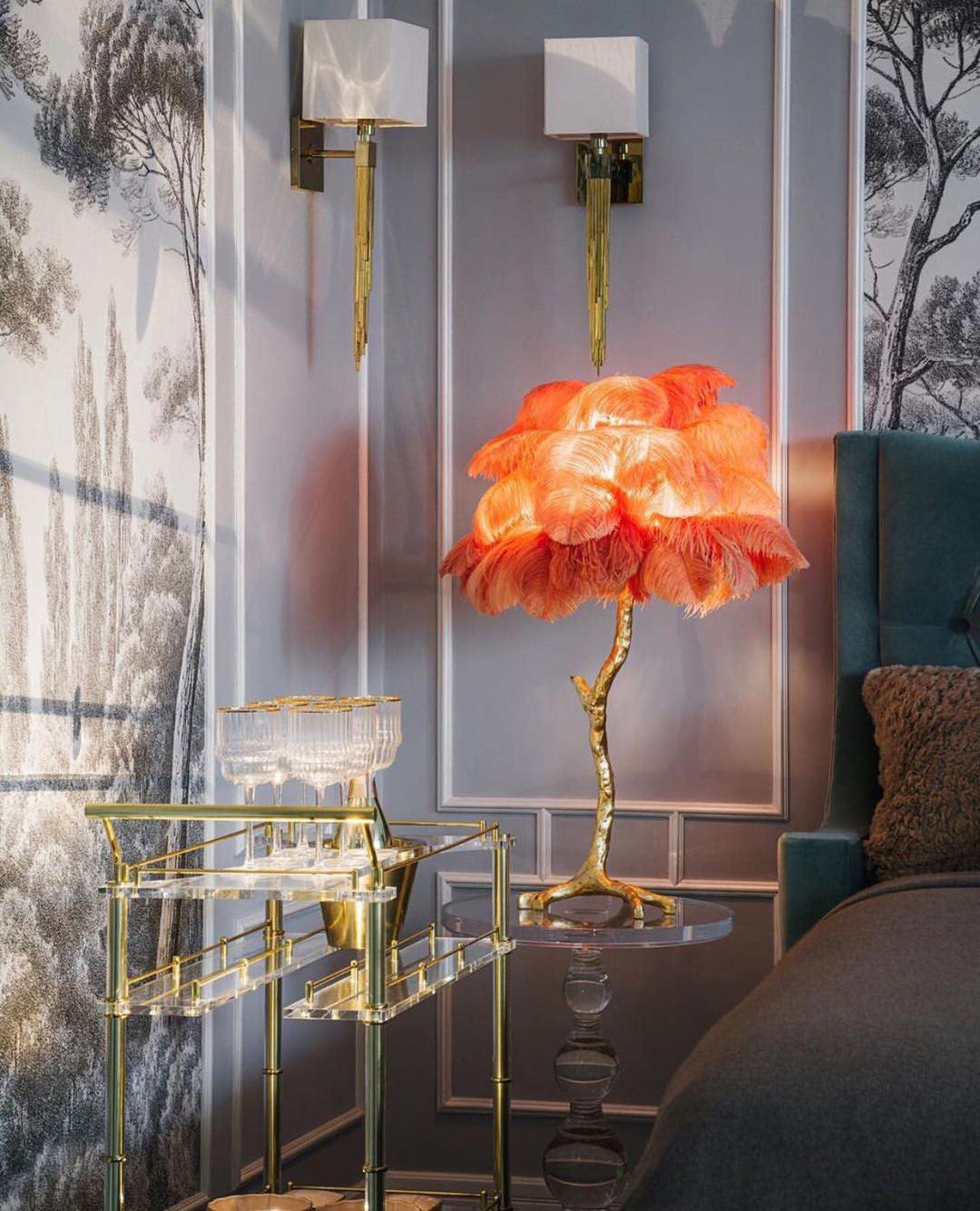 Keveno Brass Feather Elegant Table Lamp-Neutral Decor