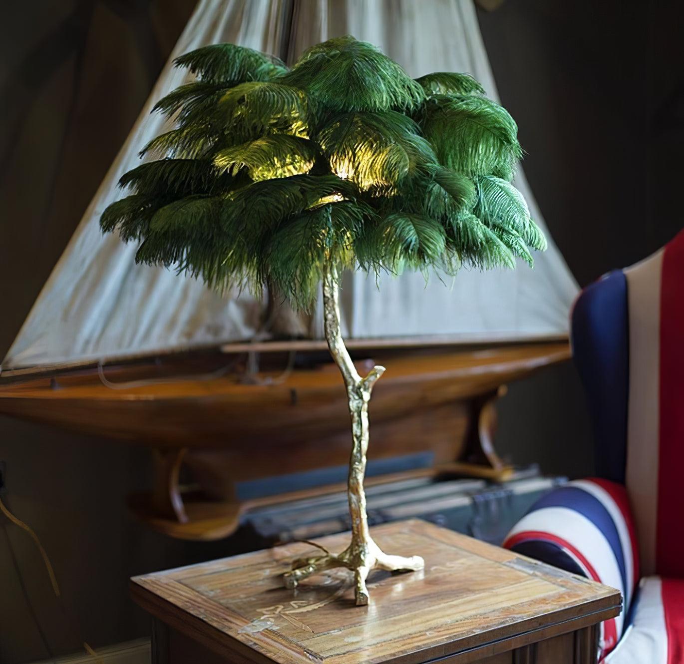 Keveno Brass Feather Elegant Table Lamp-Neutral Decor