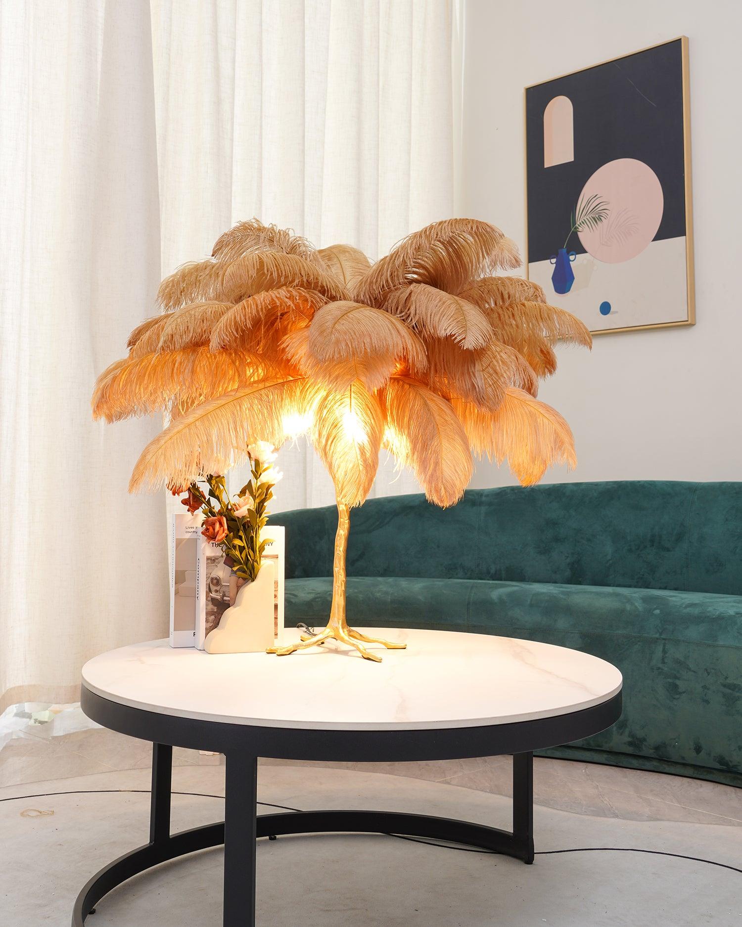 Keveno Brass Feather Elegant Table Lamp-Neutral Decor