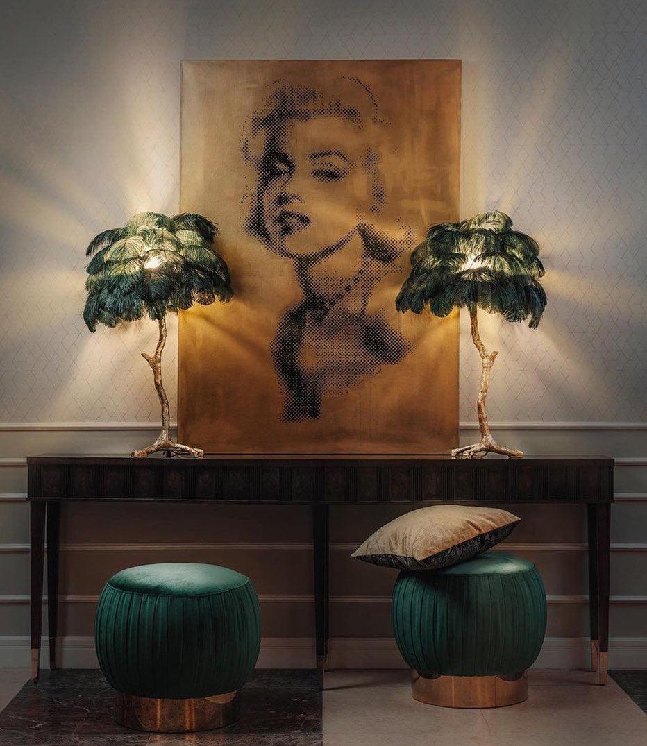 Keveno Brass Feather Elegant Table Lamp-Neutral Decor