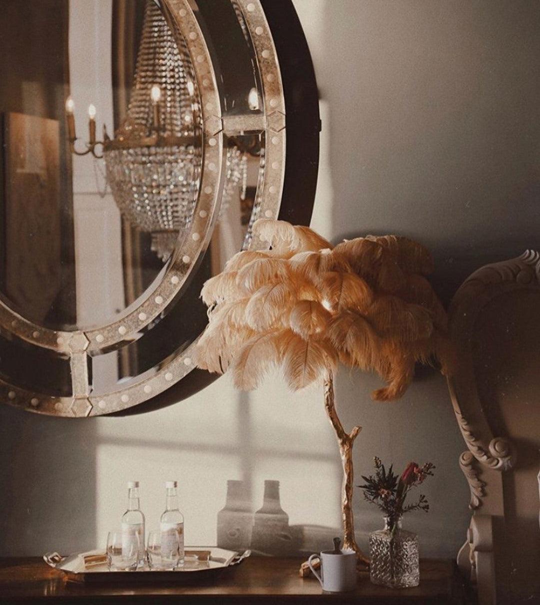 Keveno Brass Feather Elegant Table Lamp-Neutral Decor