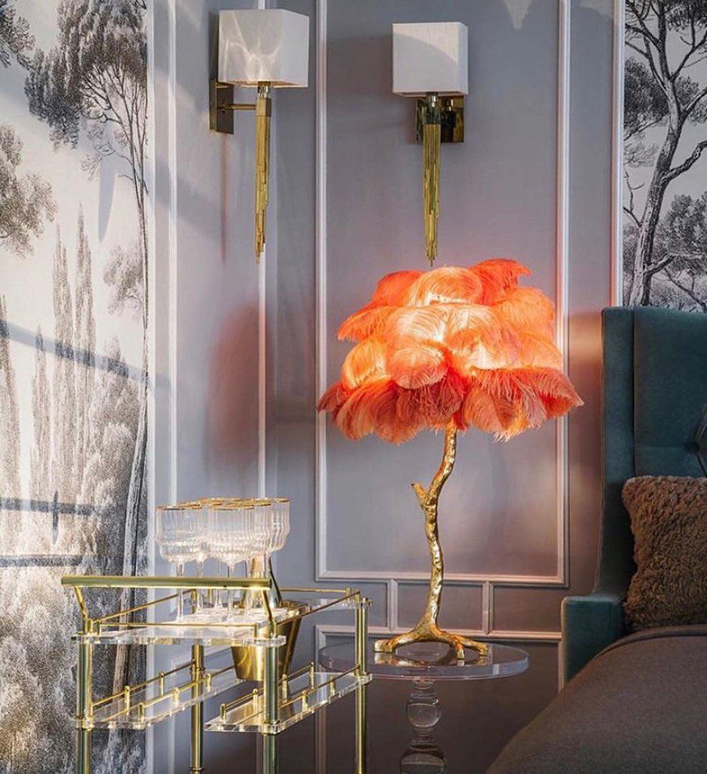 Keveno Brass Feather Elegant Table Lamp-Neutral Decor