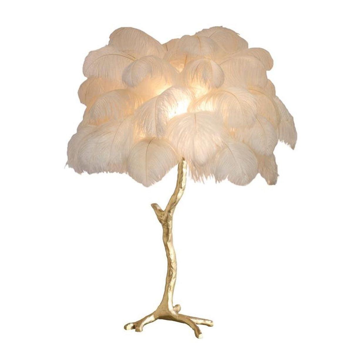 Keveno Brass Feather Elegant Table Lamp-Neutral Decor