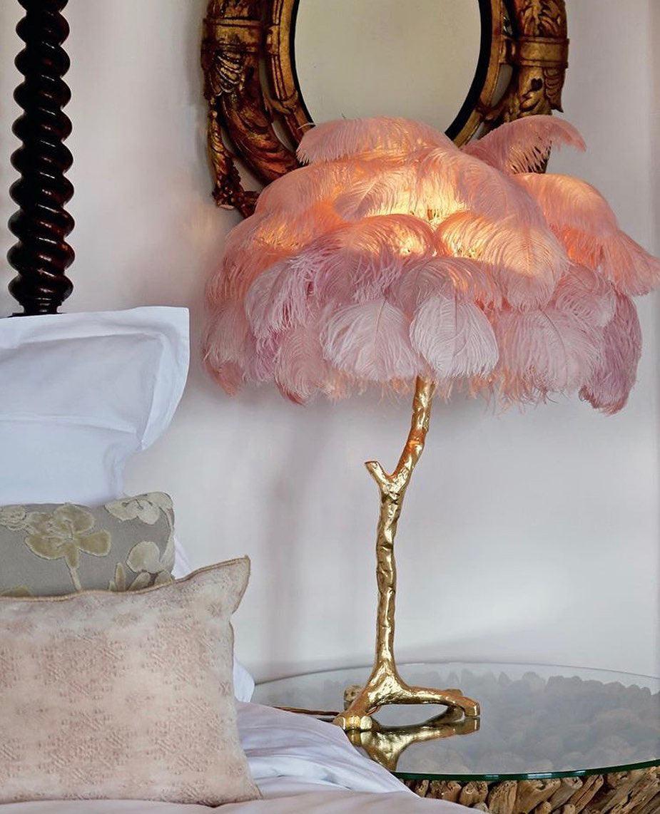 Keveno Brass Feather Elegant Table Lamp-Neutral Decor