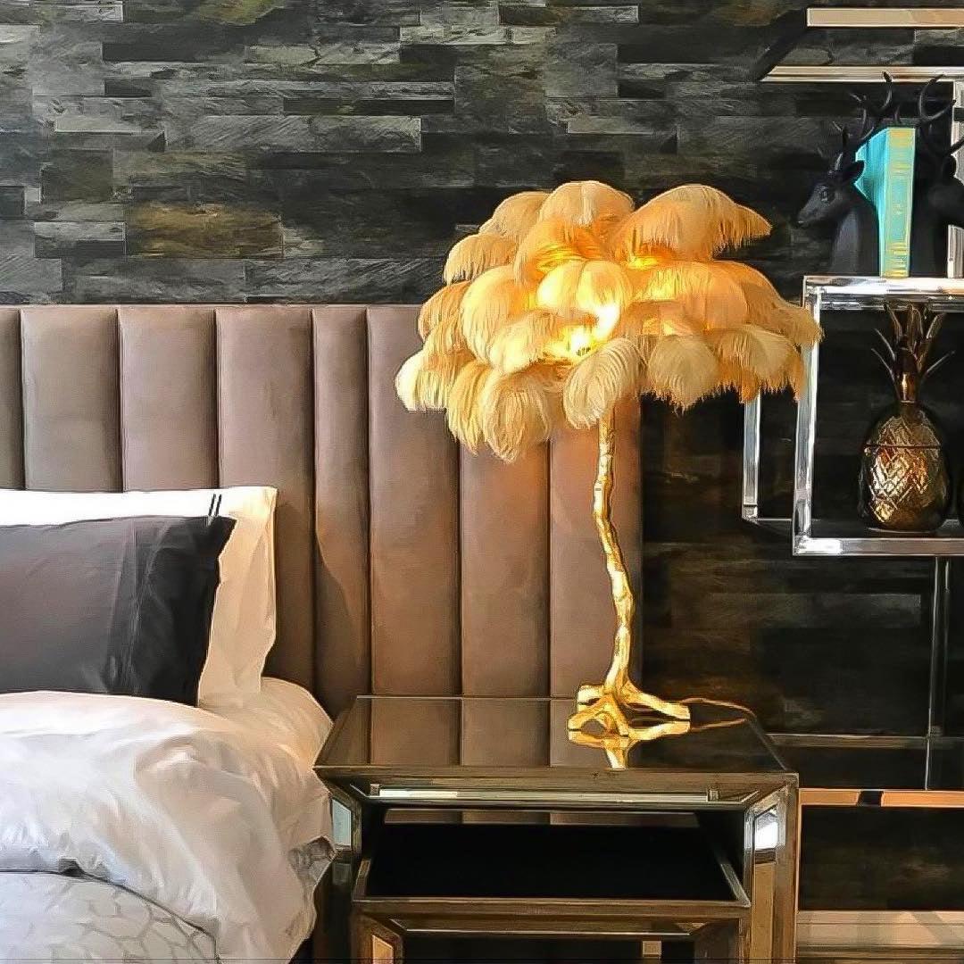 Keveno Brass Feather Elegant Table Lamp-Neutral Decor