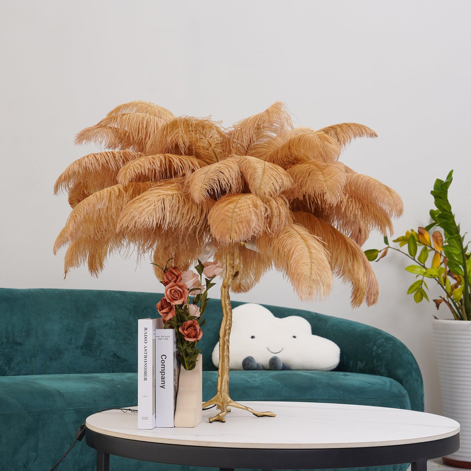 Keveno Brass Feather Elegant Table Lamp-Neutral Decor
