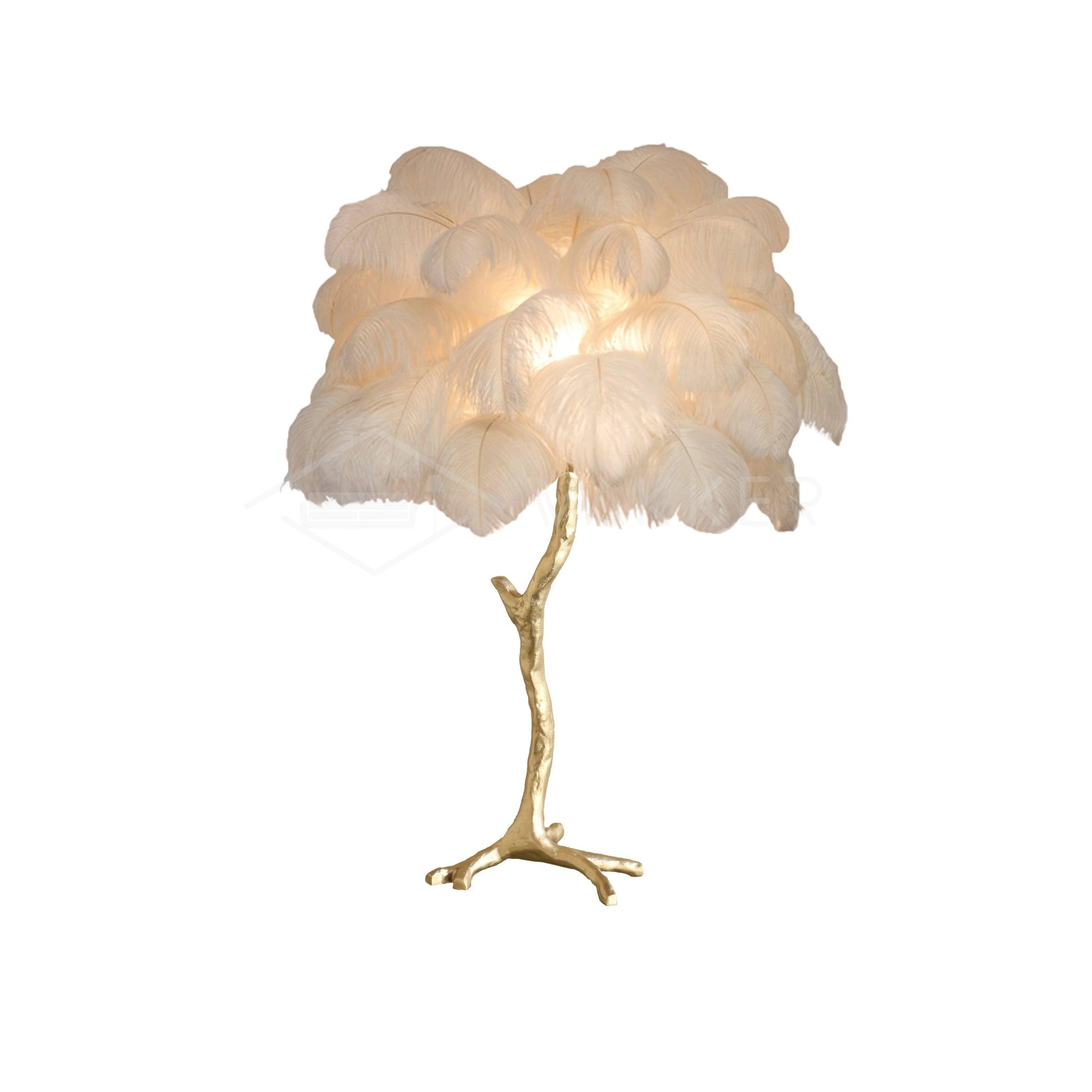 Keveno Brass Feather Elegant Table Lamp-Neutral Decor