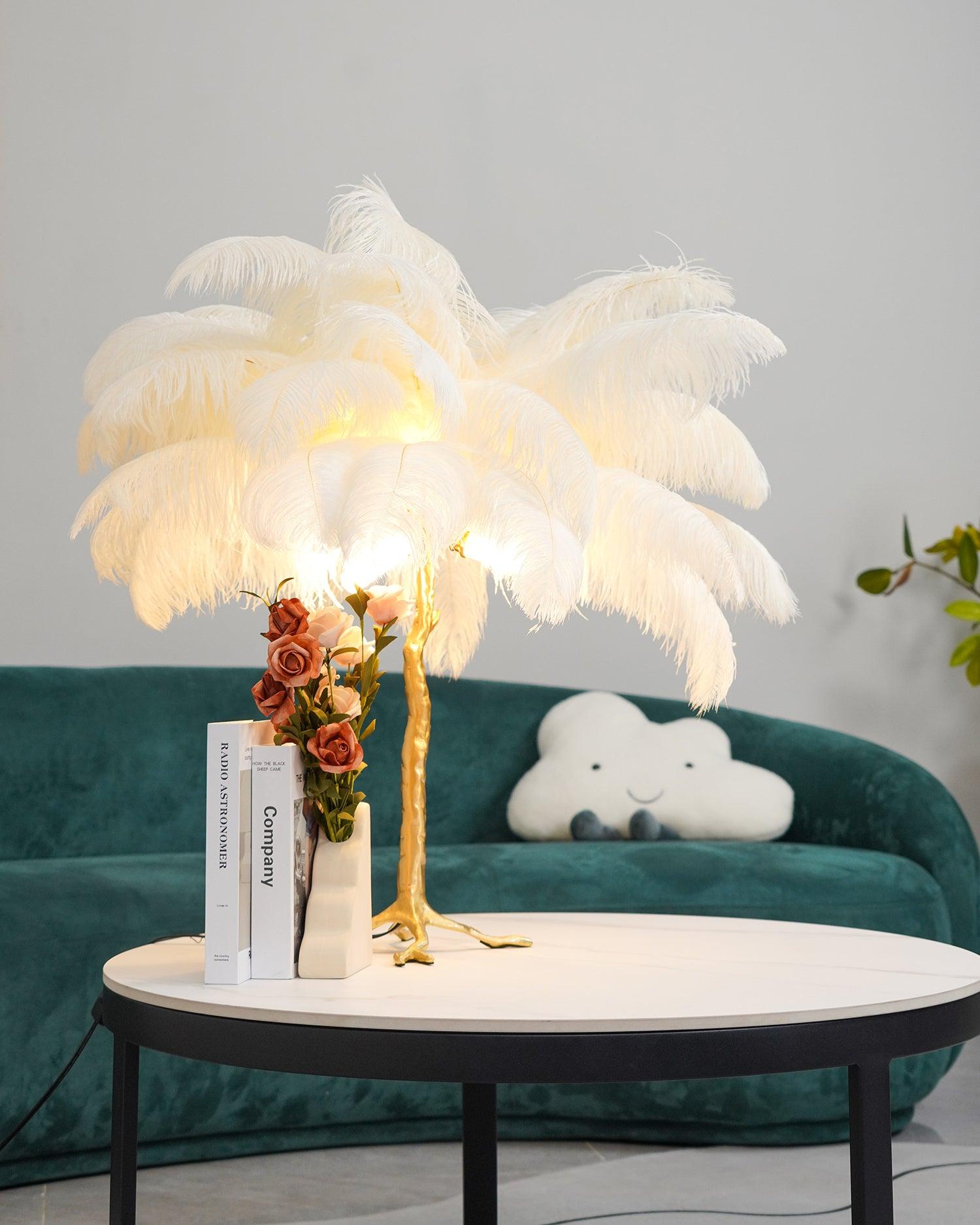 Keveno Brass Feather Elegant Table Lamp-Neutral Decor
