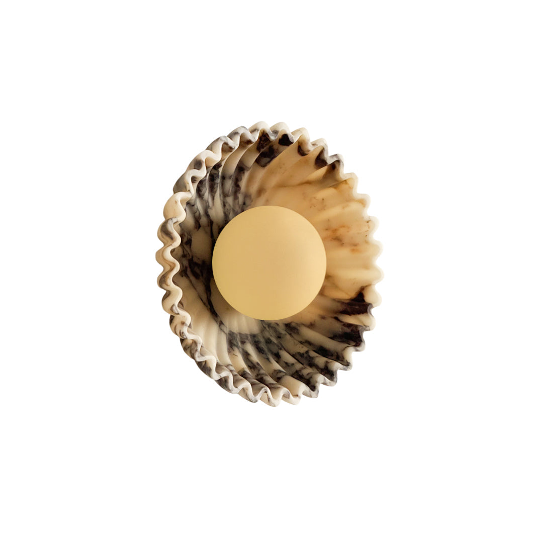 Ostro Marble Small Sconce in white, front view.
