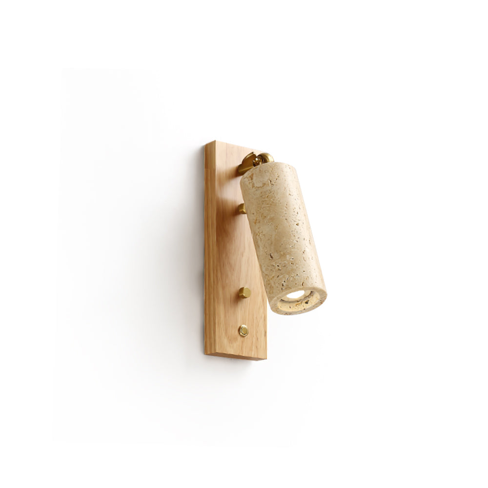 Neptune Wall Lamp Spotlight Yellow Travertine Wood