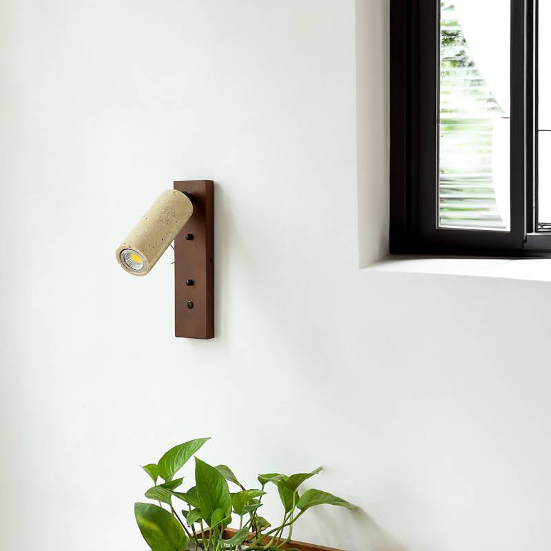 Neptune Wall Lamp Spotlight Yellow Travertine Wood