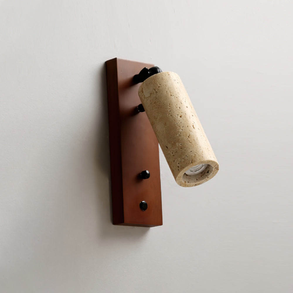 Neptune Wall Lamp Spotlight Yellow Travertine Wood