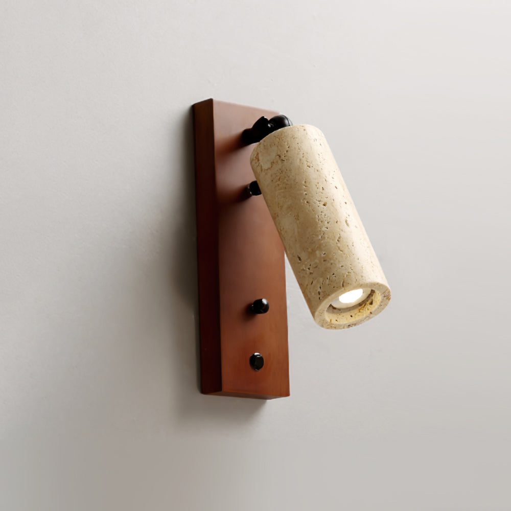 Neptune Wall Lamp Spotlight Yellow Travertine Wood