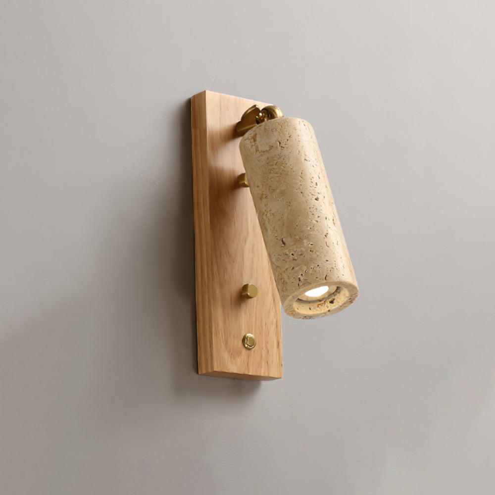 Neptune Wall Lamp Spotlight Yellow Travertine Wood