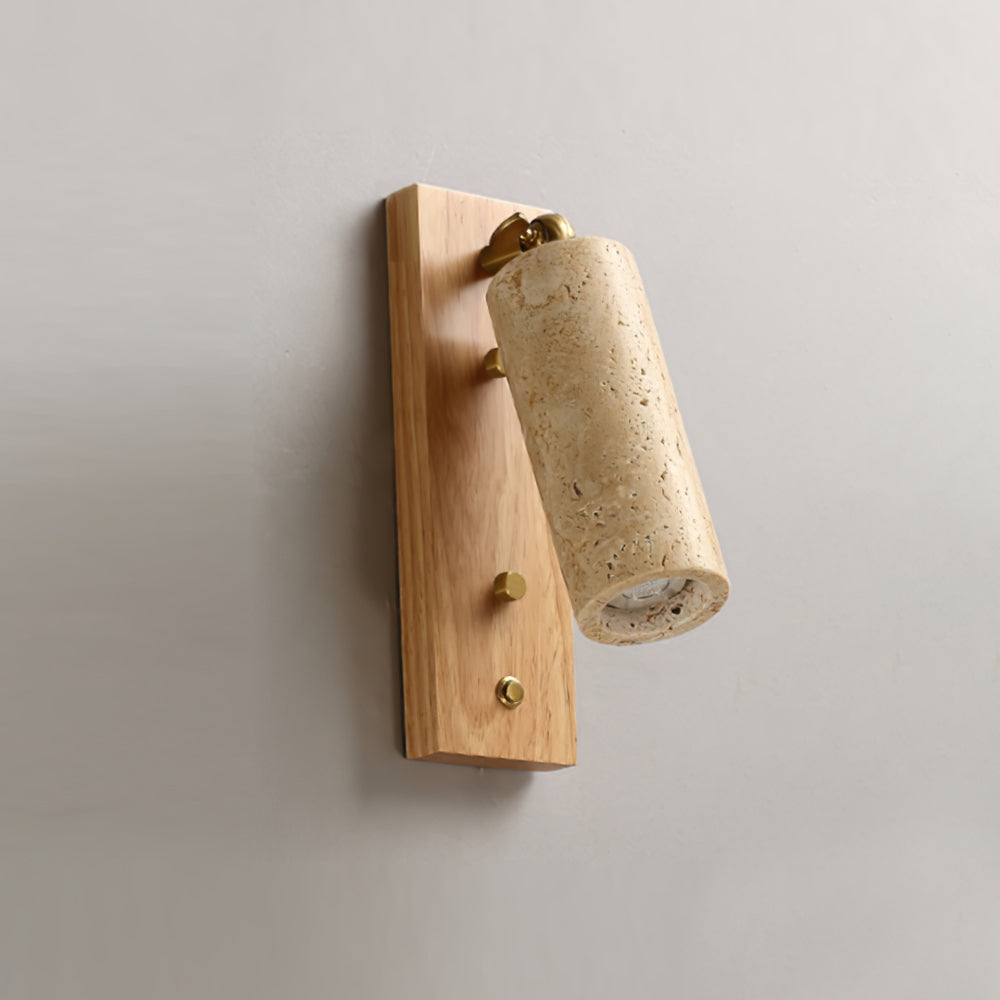 Neptune Wall Lamp Spotlight Yellow Travertine Wood