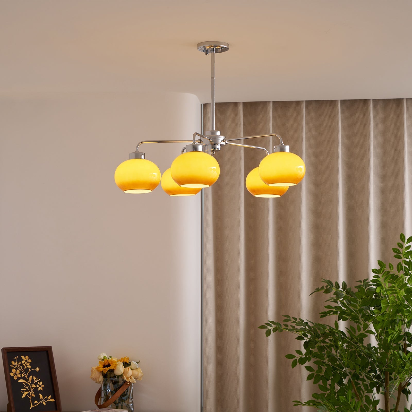 Nominex Chandelier Glass Chrome Geometric Retro-Neutral Decor