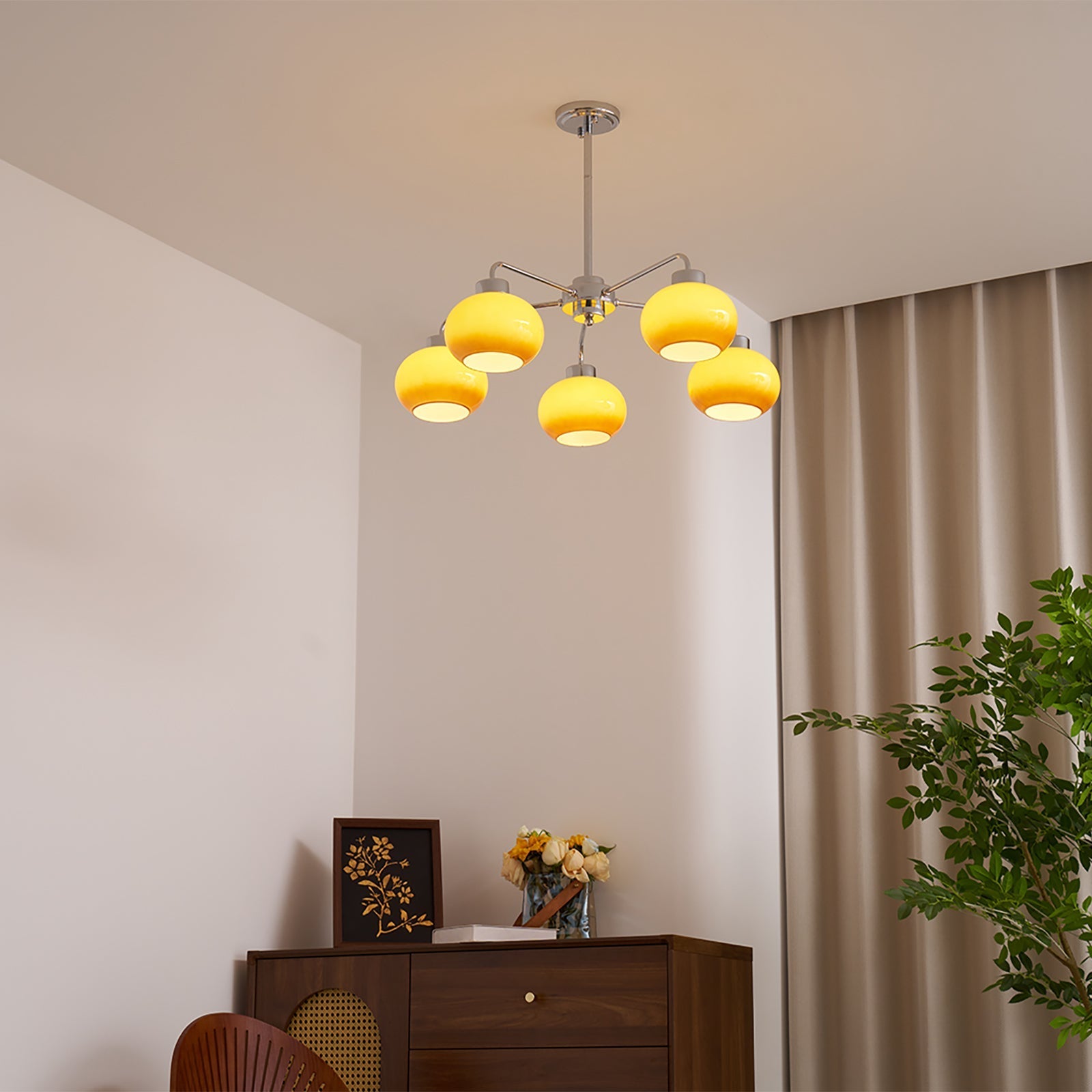 Nominex Chandelier Glass Chrome Geometric Retro-Neutral Decor