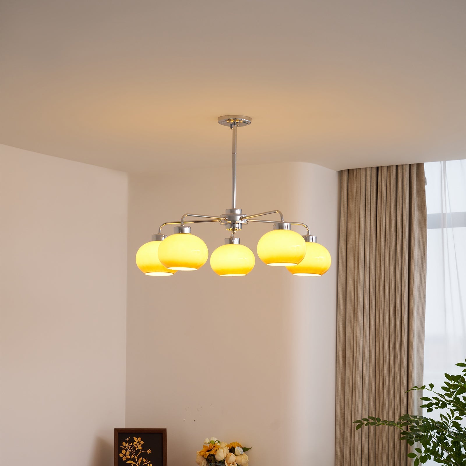 Nominex Chandelier Glass Chrome Geometric Retro-Neutral Decor