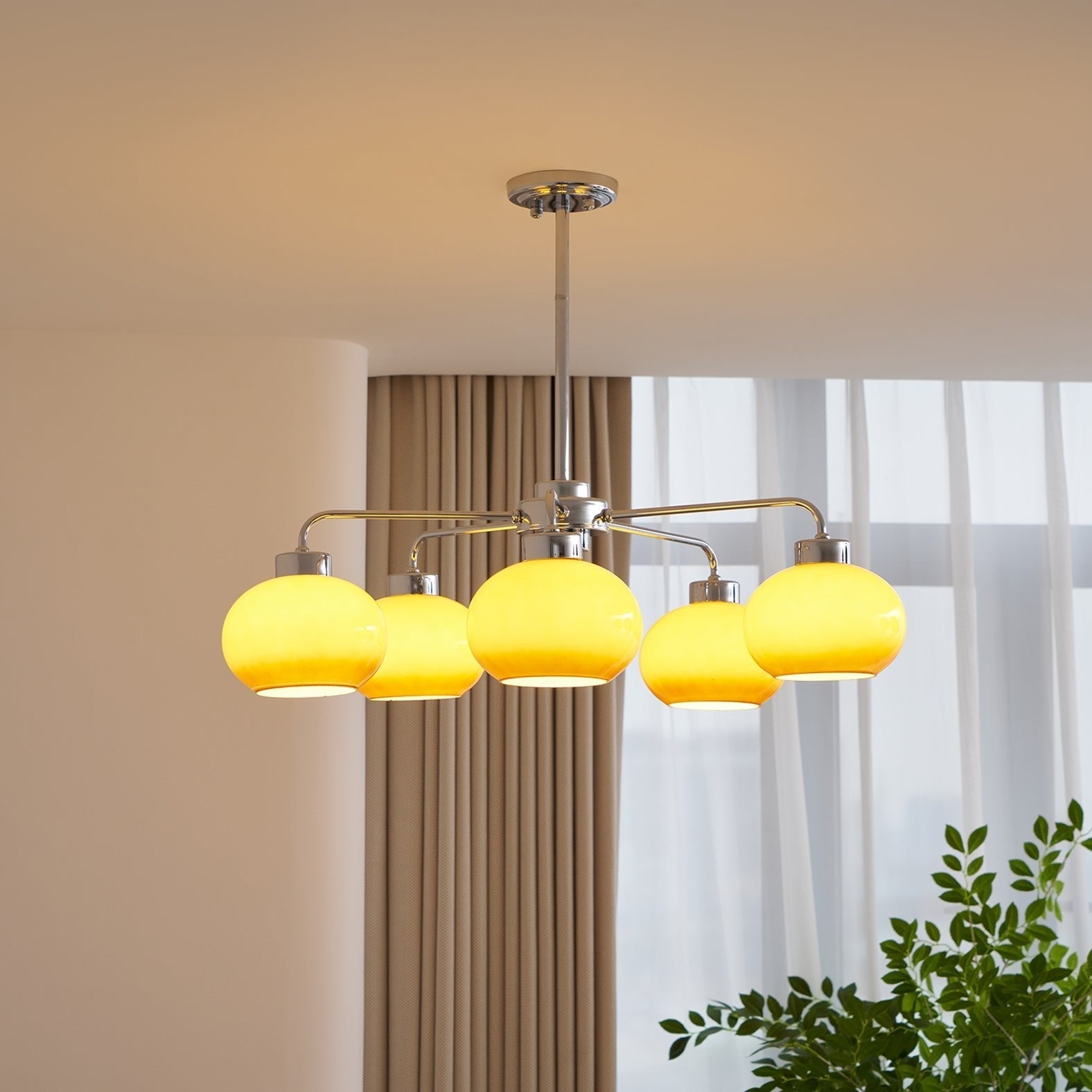 Nominex Chandelier Glass Chrome Geometric Retro-Neutral Decor