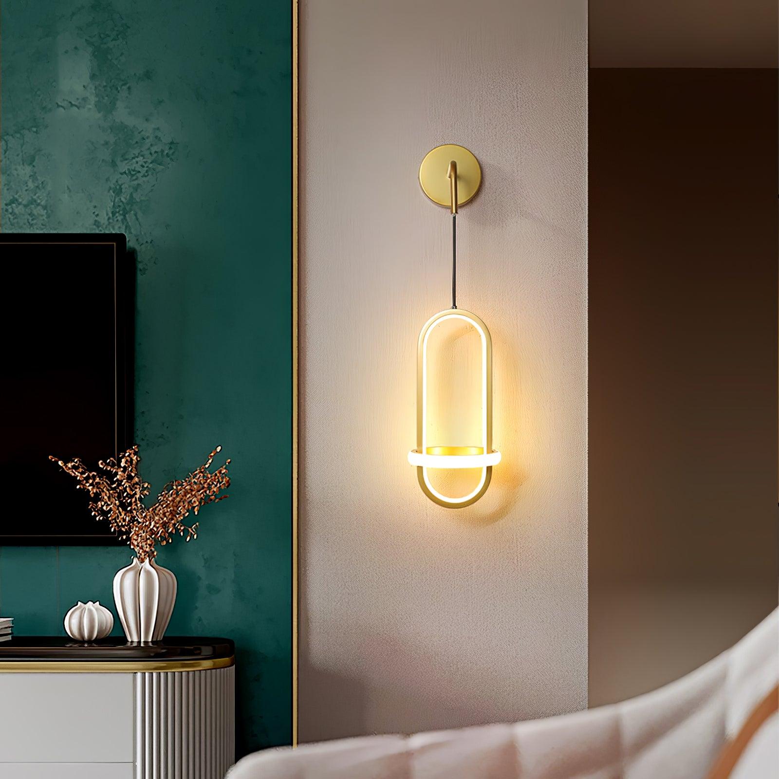Vivianne Modern Minimalist Oval Brass Wall Light-Neutral Decor